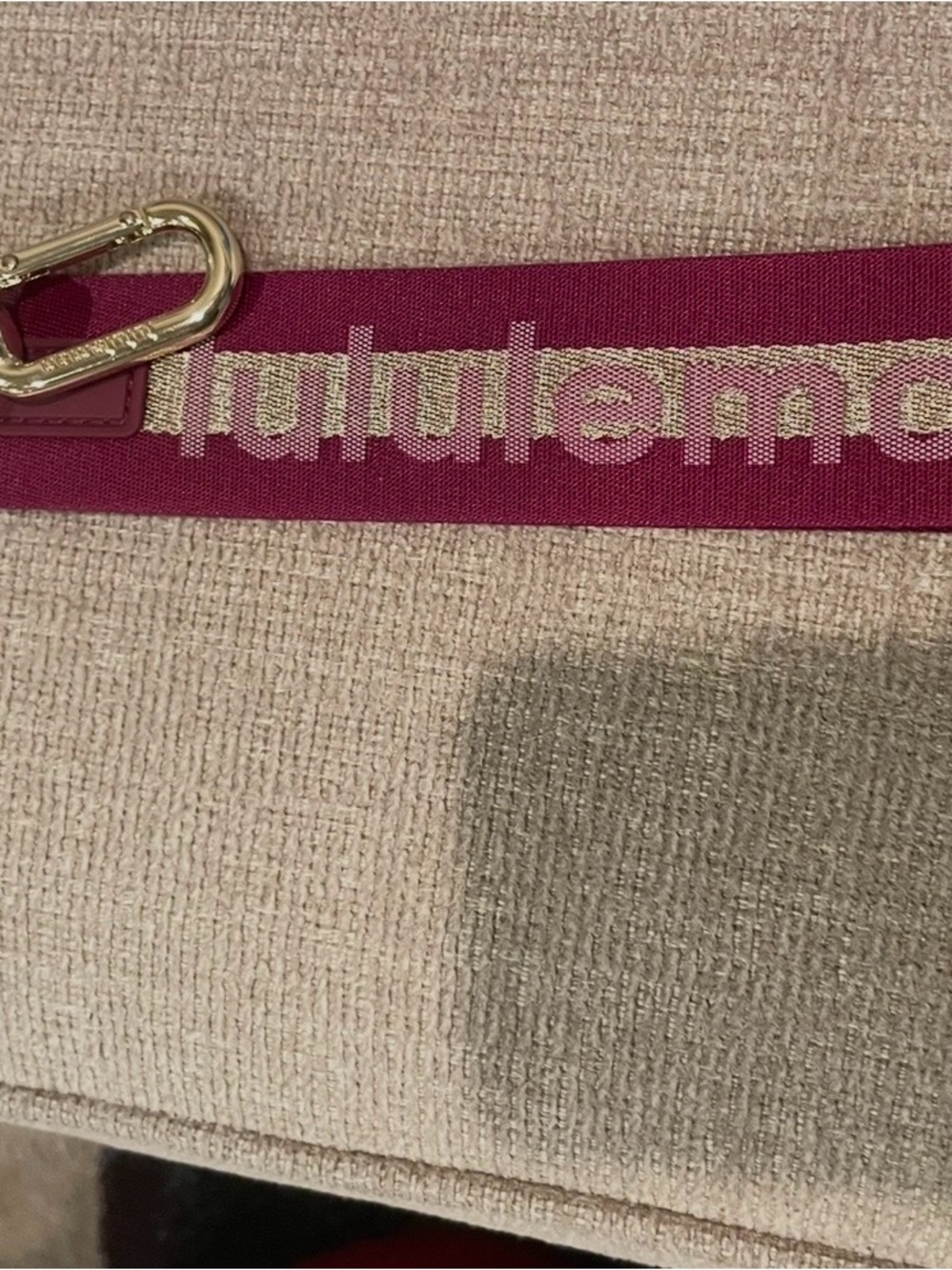 lululemon athletica Magenta Logo Strap with Gold Hardware keychain